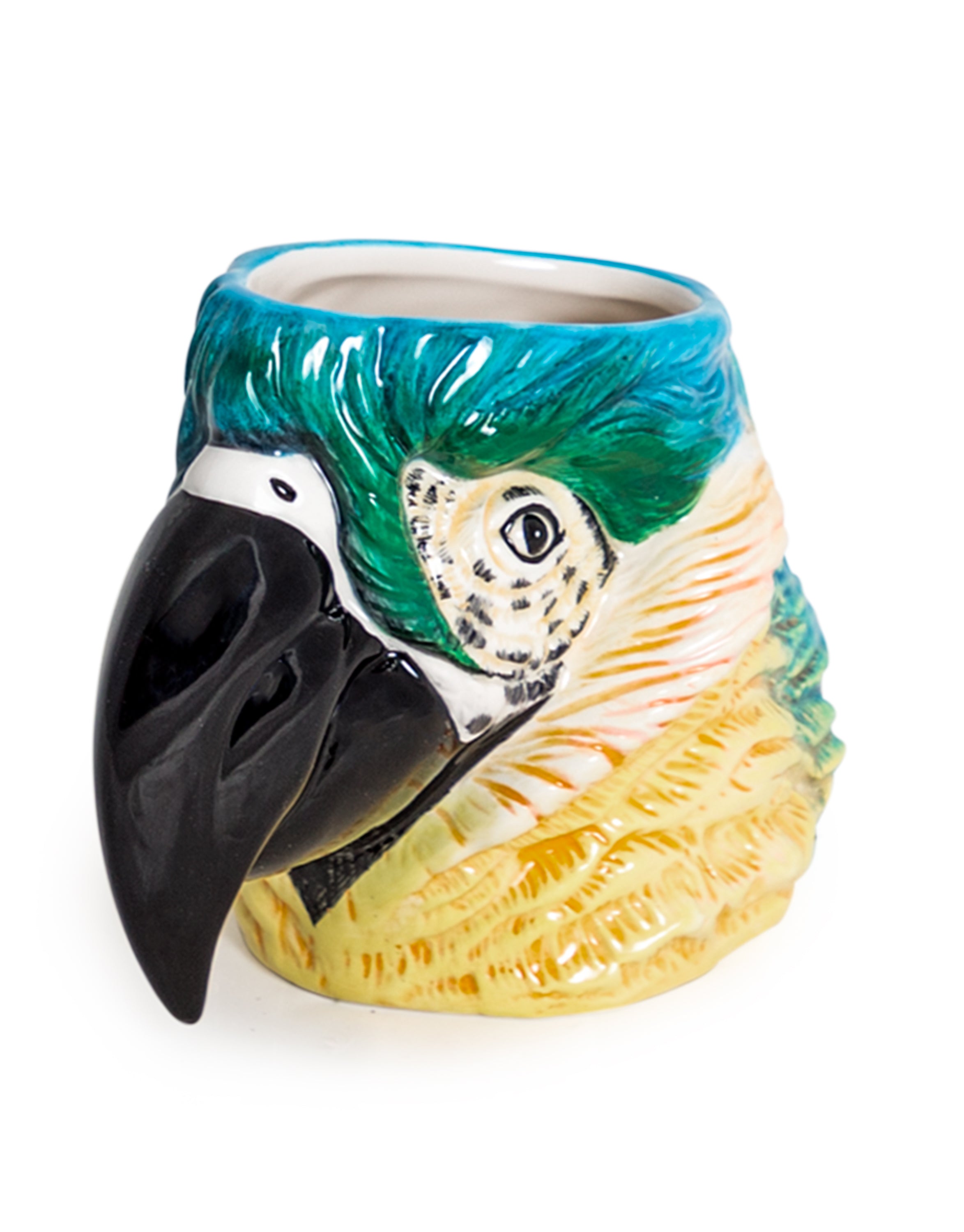 Hand Painted Ceramic Parrot Head Vase