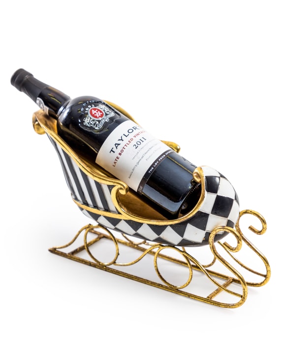 Large Black & Gold Sleigh Bottle Holder / Storage Bowl