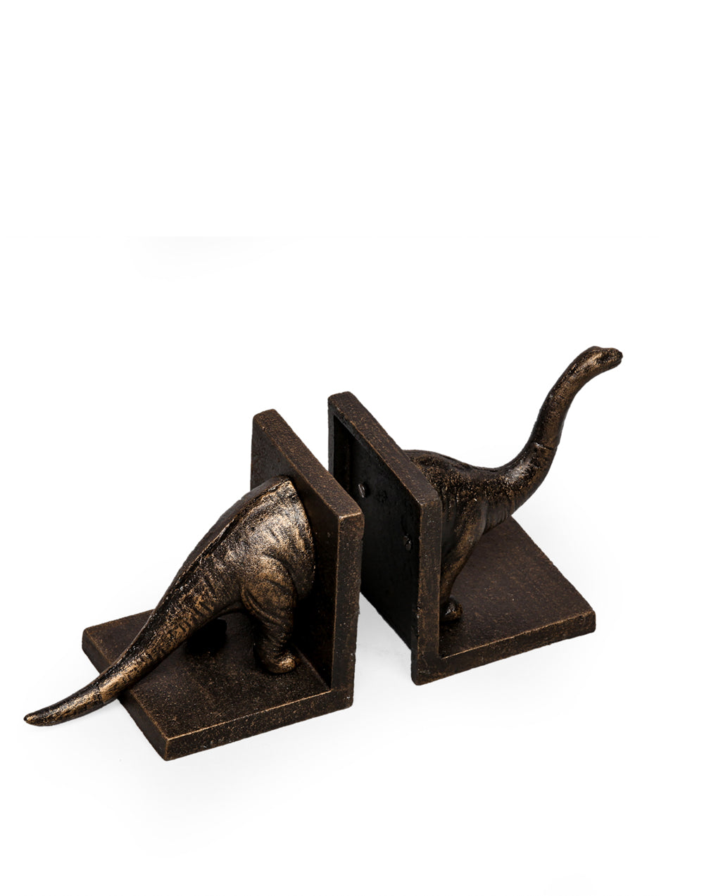 Cast Iron Antiqued Pair of Brontosaurus Bookends