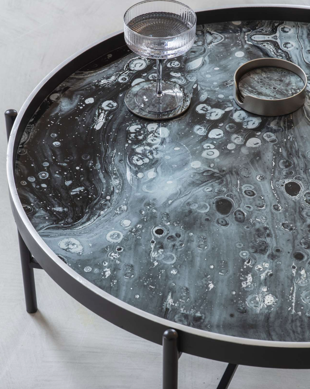 Monochrome Swirl Coffee Tray Table