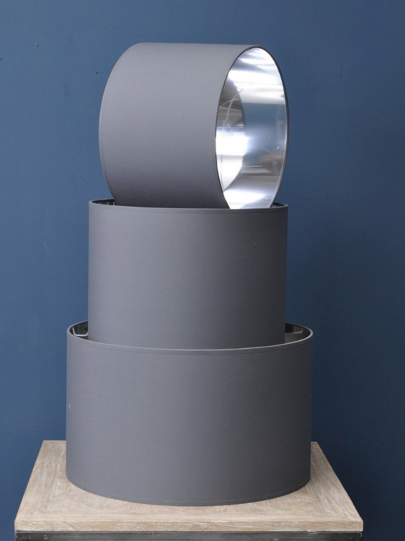 Grey and Silver Lined Drum 16″ Lampshade