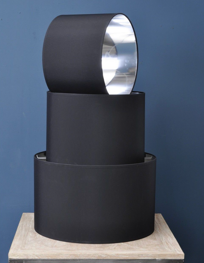 Black and Silver Lined Drum 20" Lampshade