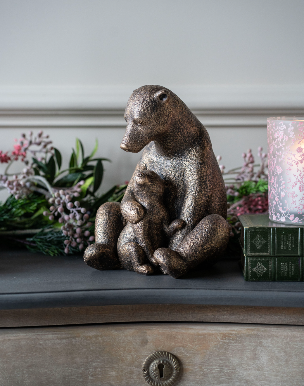 Laura Ashley Bronze Bear with Cub Sculpture