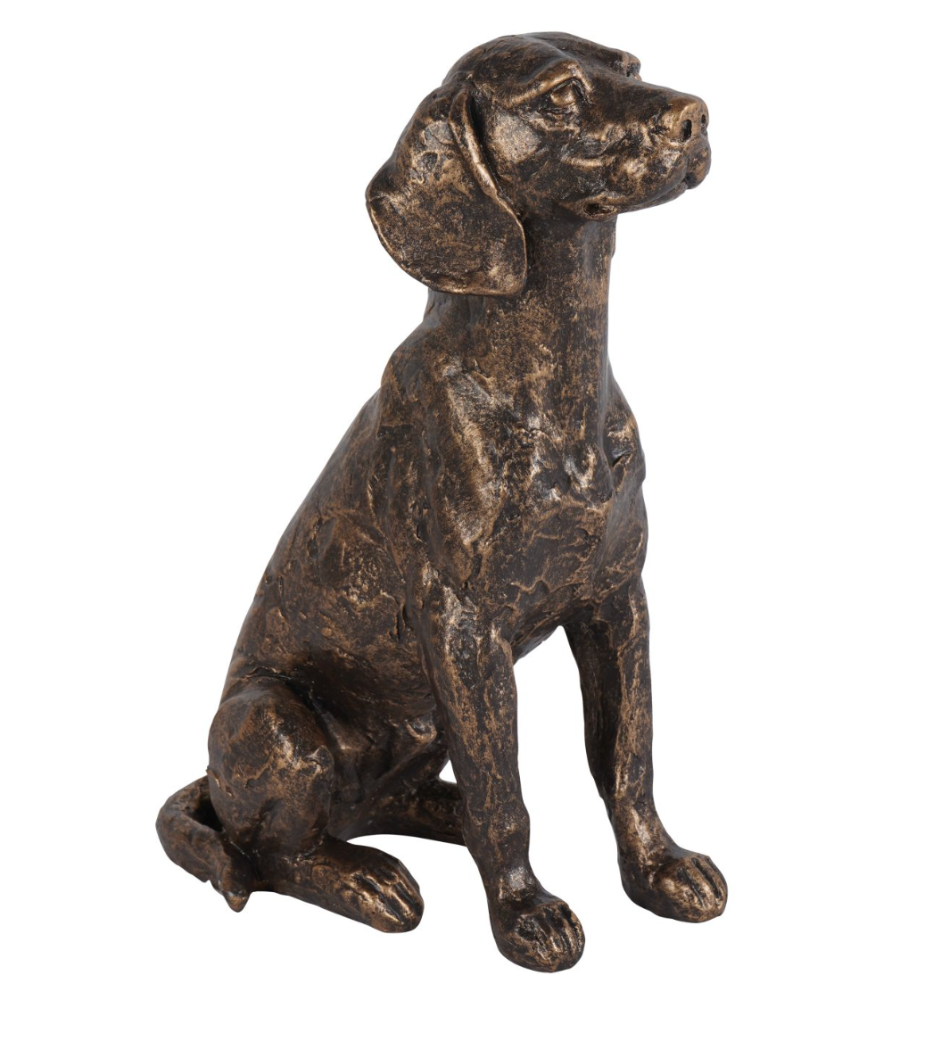 Laura Ashley Bronze Large Sitting Dog Sculpture