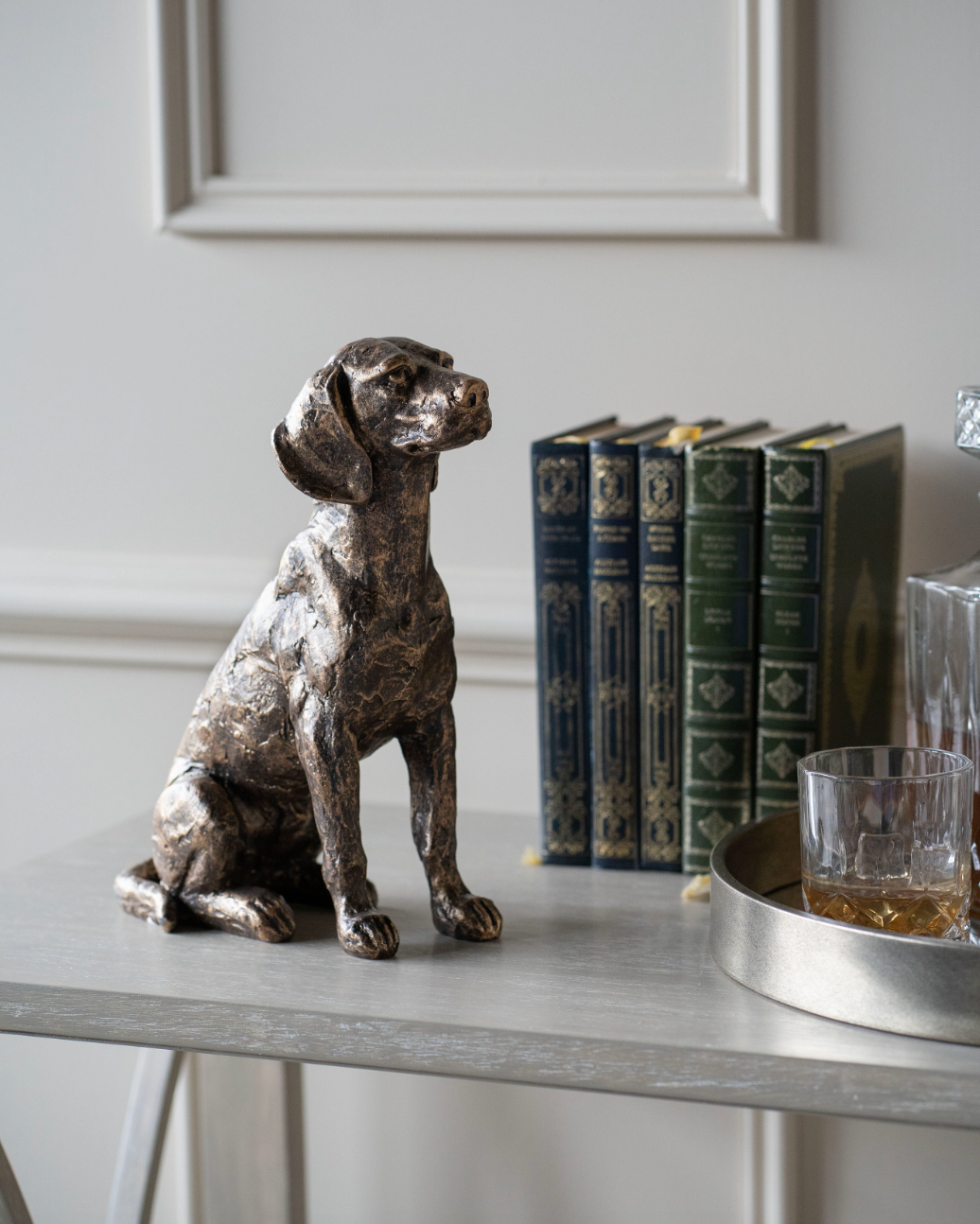 Laura Ashley Bronze Large Sitting Dog Sculpture