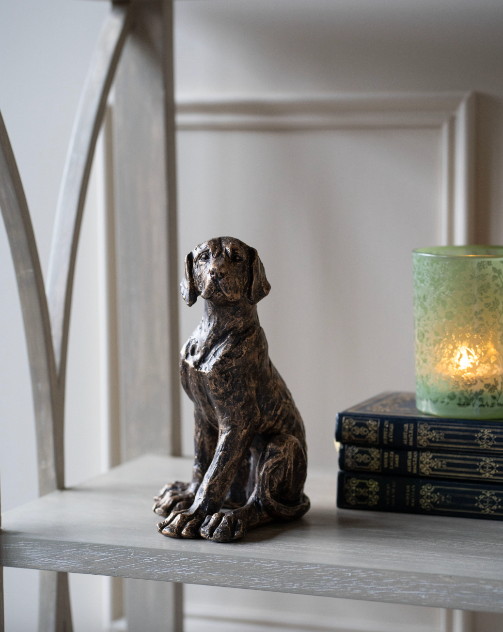 Laura Ashley Bronze Small Sitting Dog Sculpture