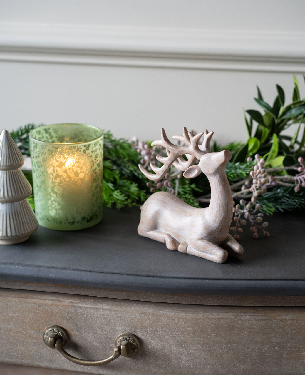 Laura Ashley Natural Wood Deer Sculpture