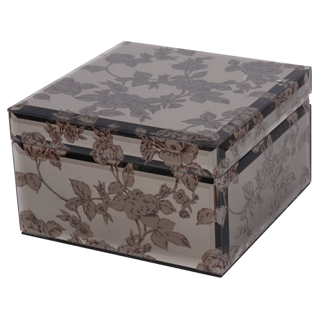 Laura Ashley Truffle Pollington Roses Medium Mirrored Printed Jewellery Box