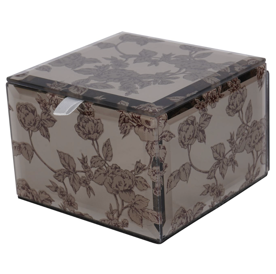 Laura Ashley Truffle Pollington Roses Small Mirrored Printed Jewellery Box
