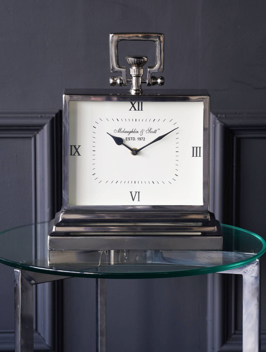 Linton Small Aluminium Roman Numeral Mantel Clock