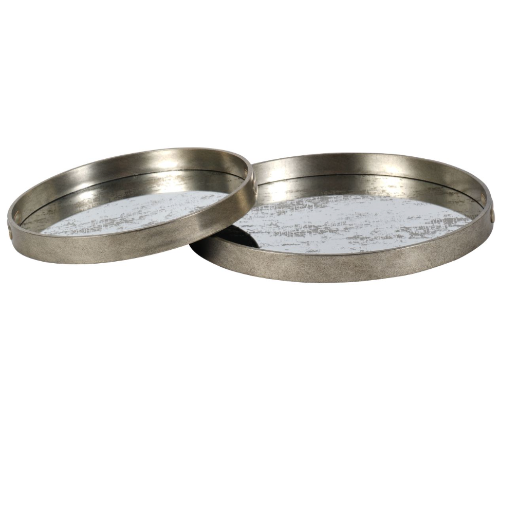 Laura Ashley Silver Set of Two Whinfell Mirrored Trays