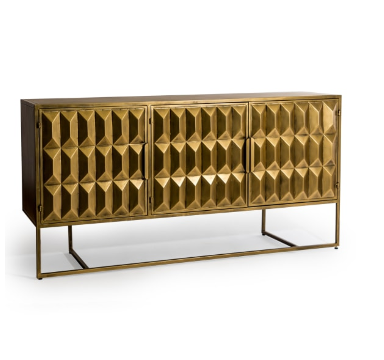 Industrial Gold "Fitzgerald" Large Metal Sideboard