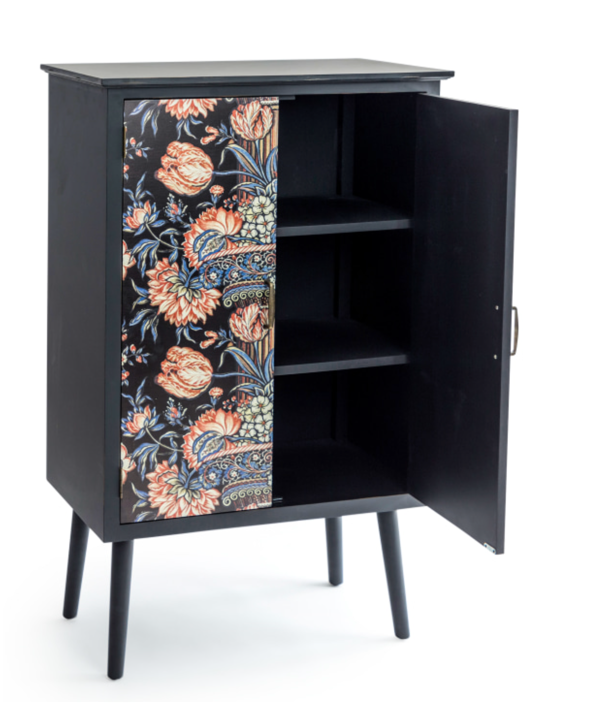 Tall Floral Column Boho Side Cabinet