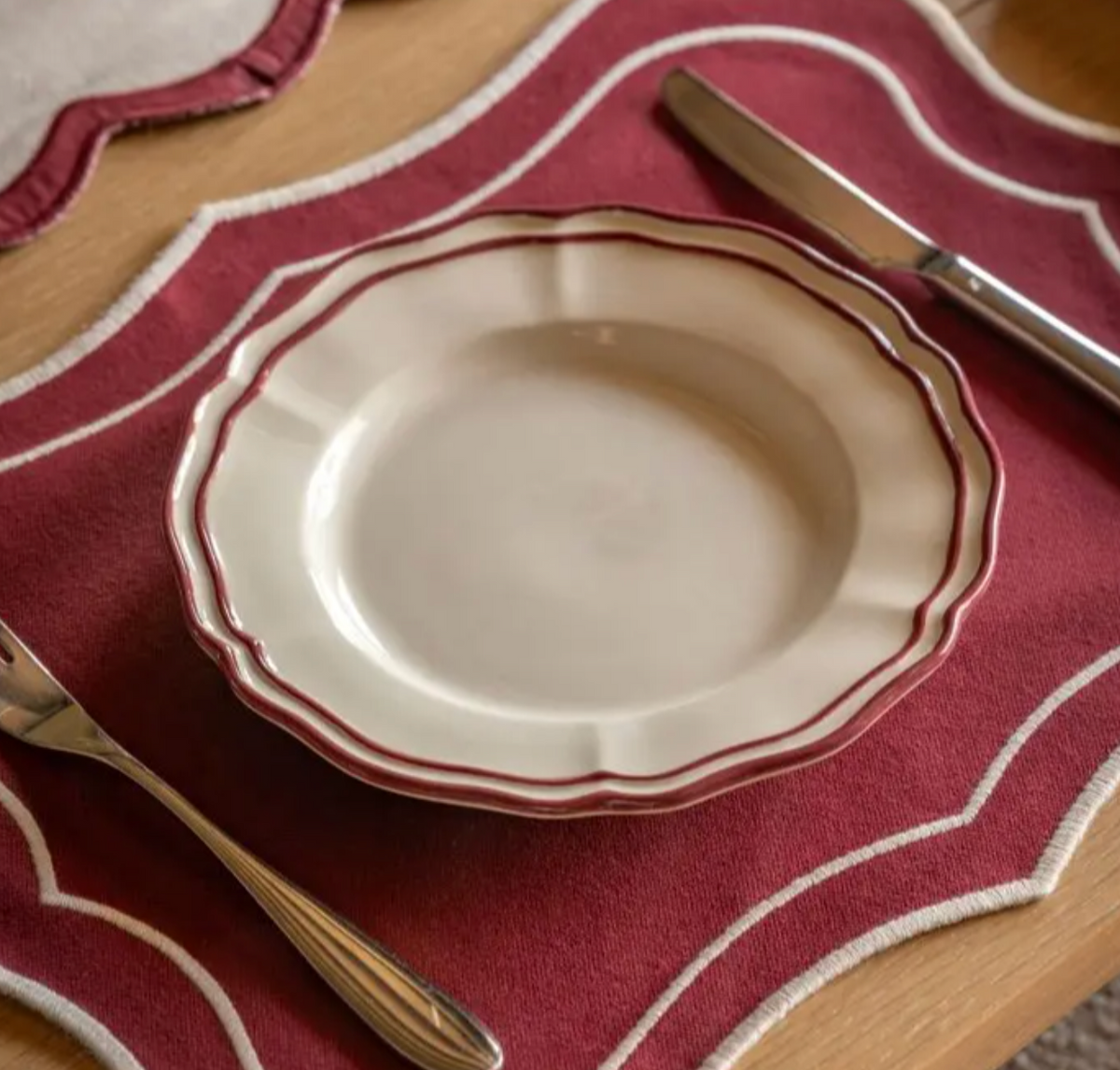 Set of 4 Heritage Scallop Side Plates in Red