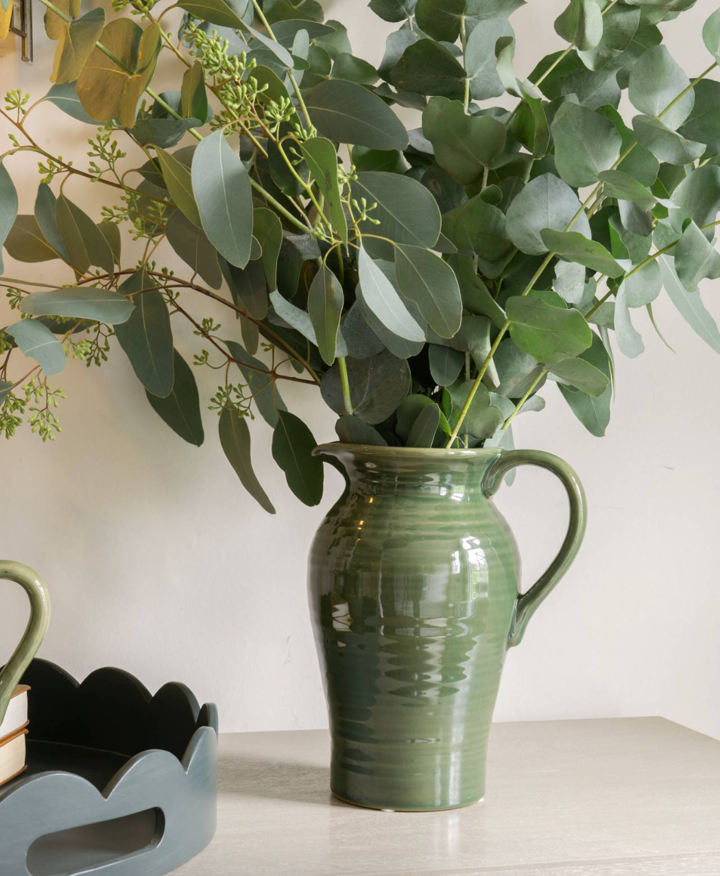 Laura Ashley Green Harriston Stoneware Handle Jug