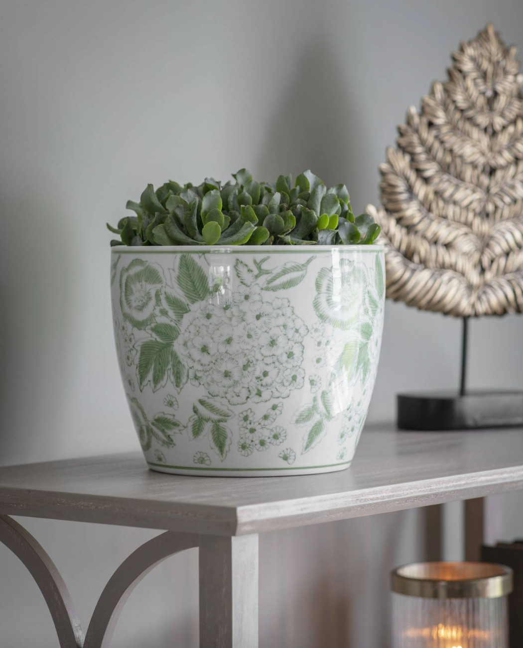 Laura Ashley Green Porcelain Planter Medium