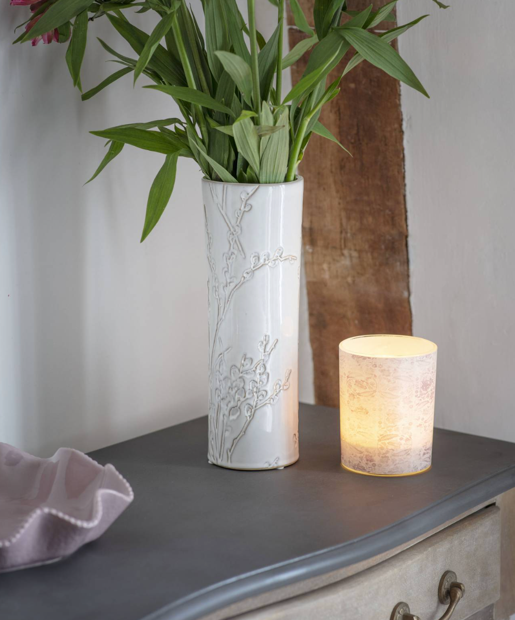 Laura Ashley White Pussywillow Stoneware Vase Large