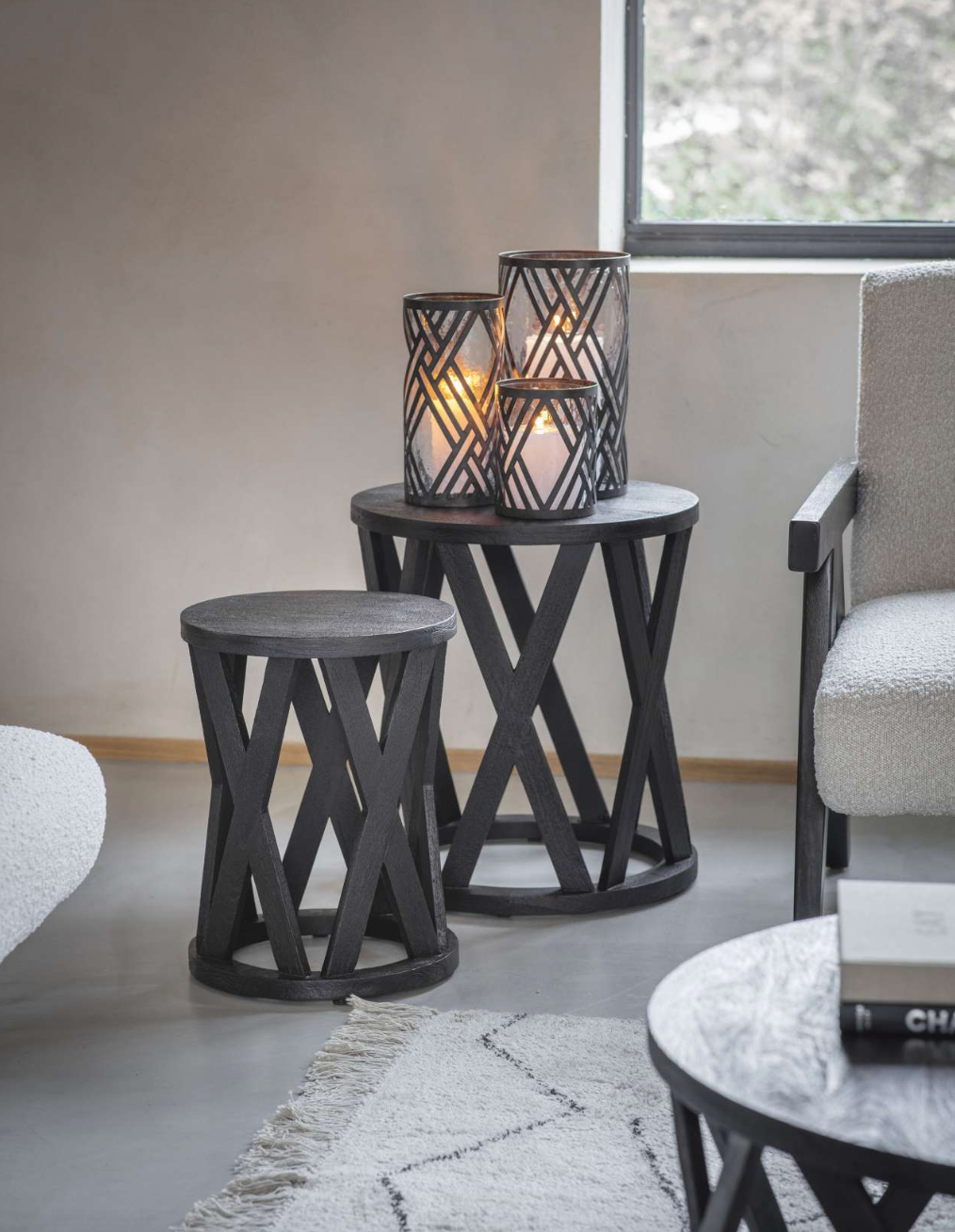 Cora Solid Wooden Set of 2 Nesting Side Tables