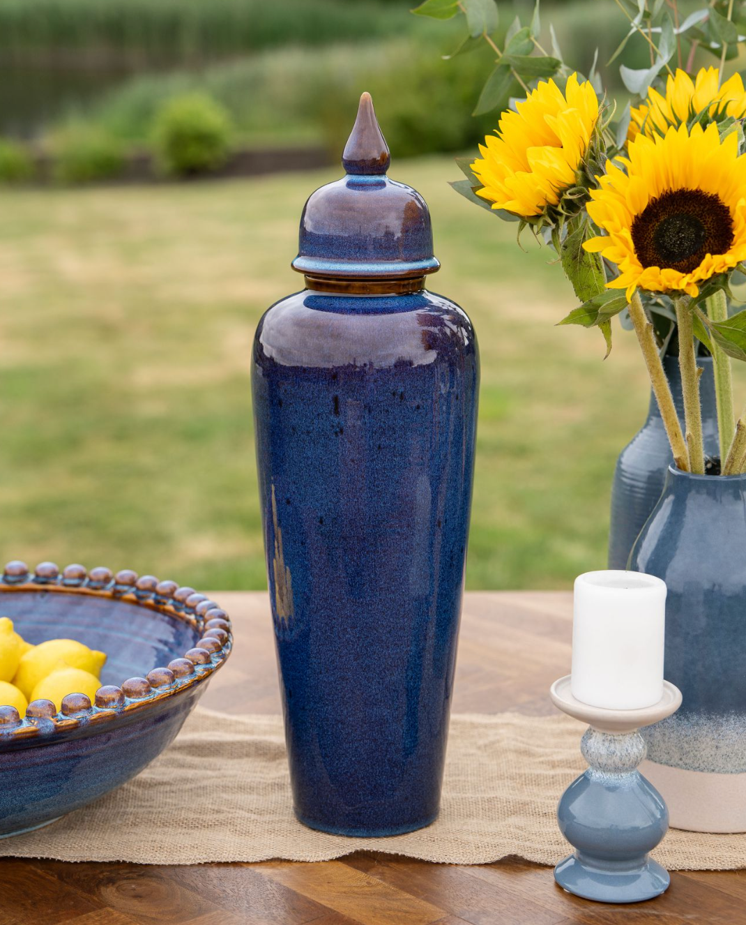 Reactive Glazed Mediterranean Blue Ginger Jar