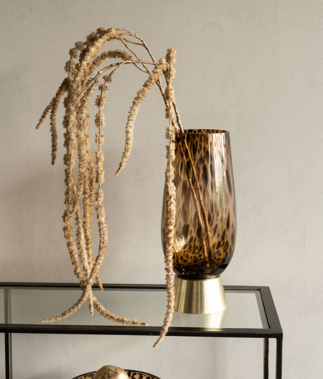 Soren Glass Vase with Brass Base
