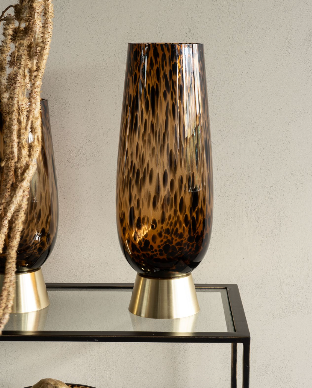 Soren Large Glass Vase with Brass Base