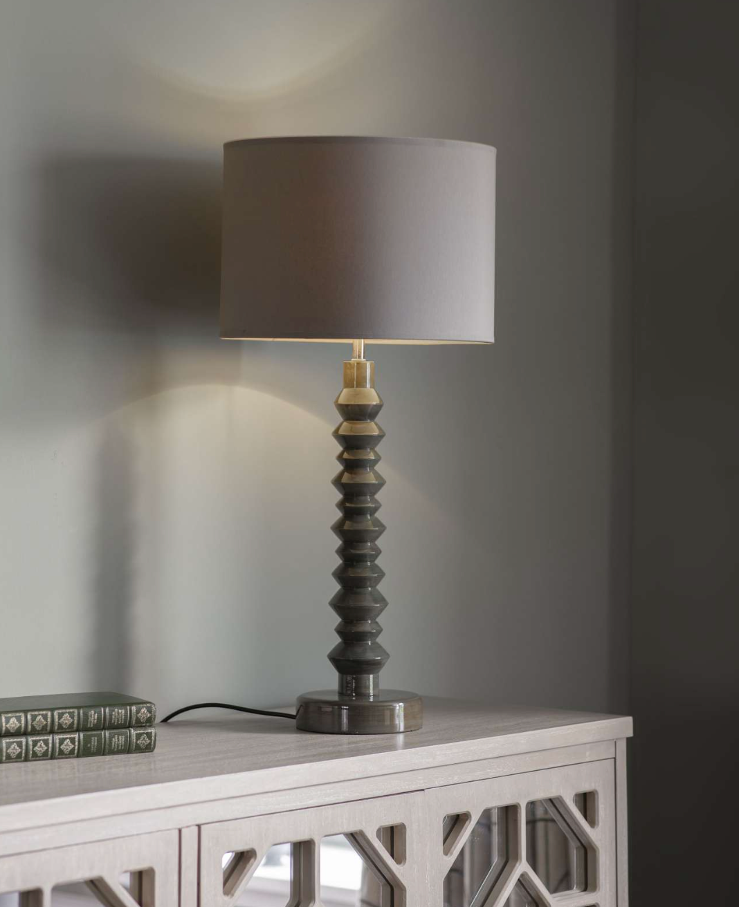 Lacquer Table Lamp Base Olive (Base Only)