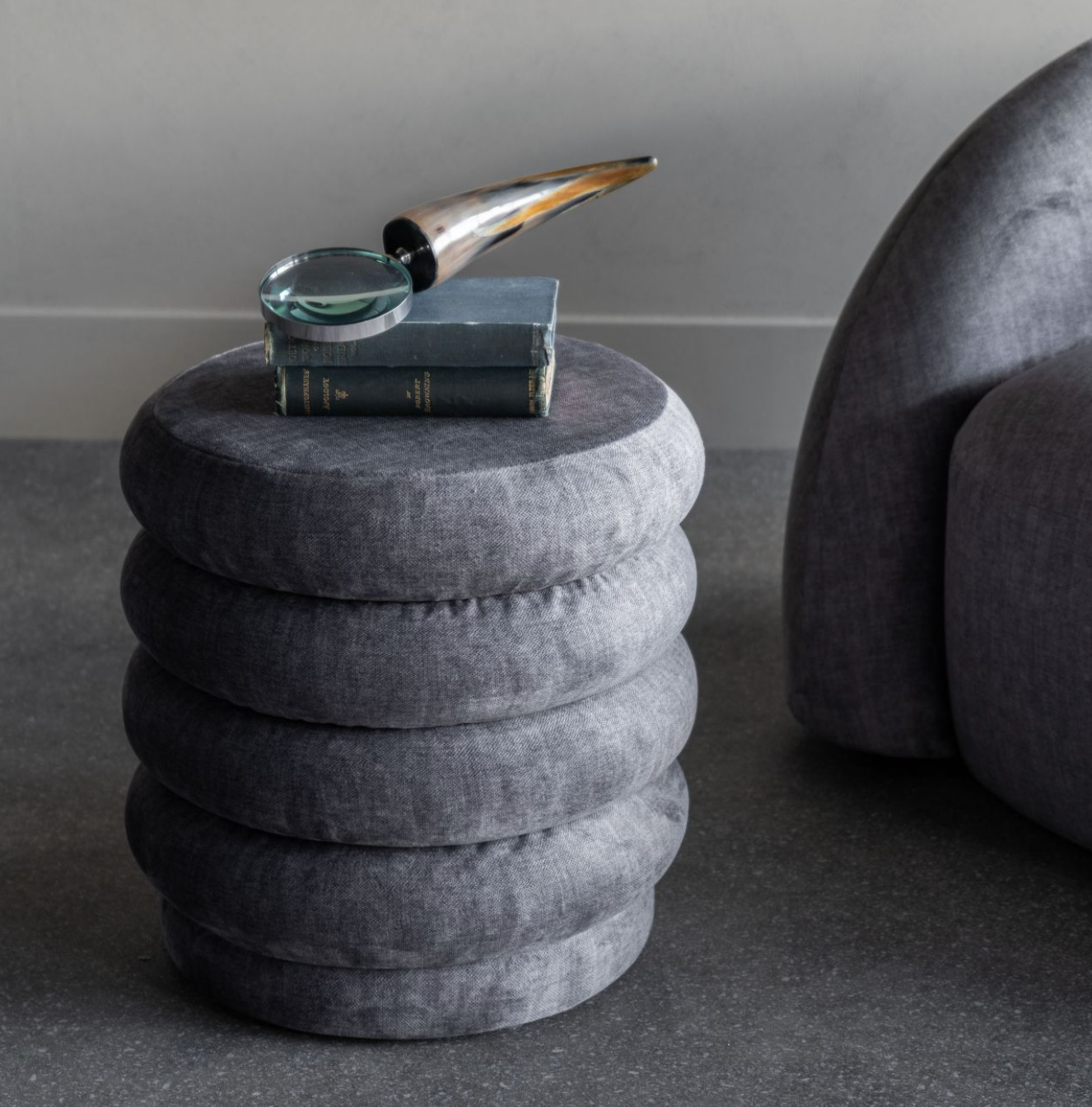 Cassy Grey Upholstered Stool