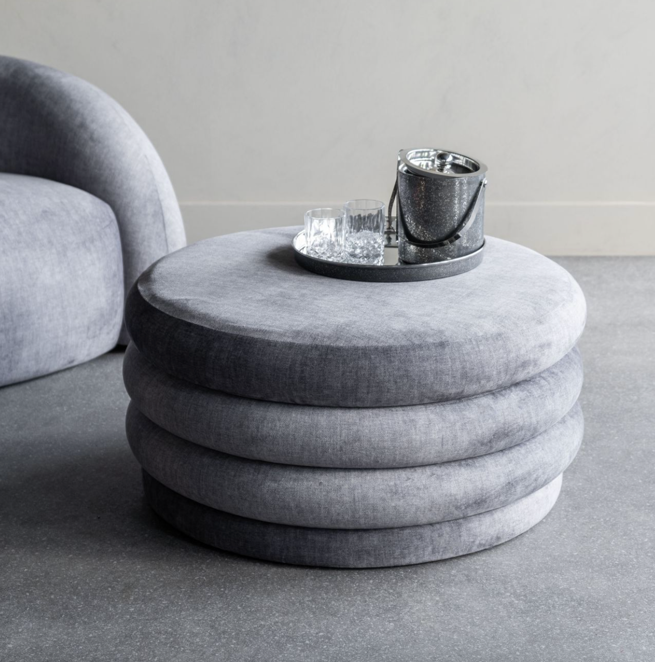 Cassy Grey Upholstered Storage Ottoman