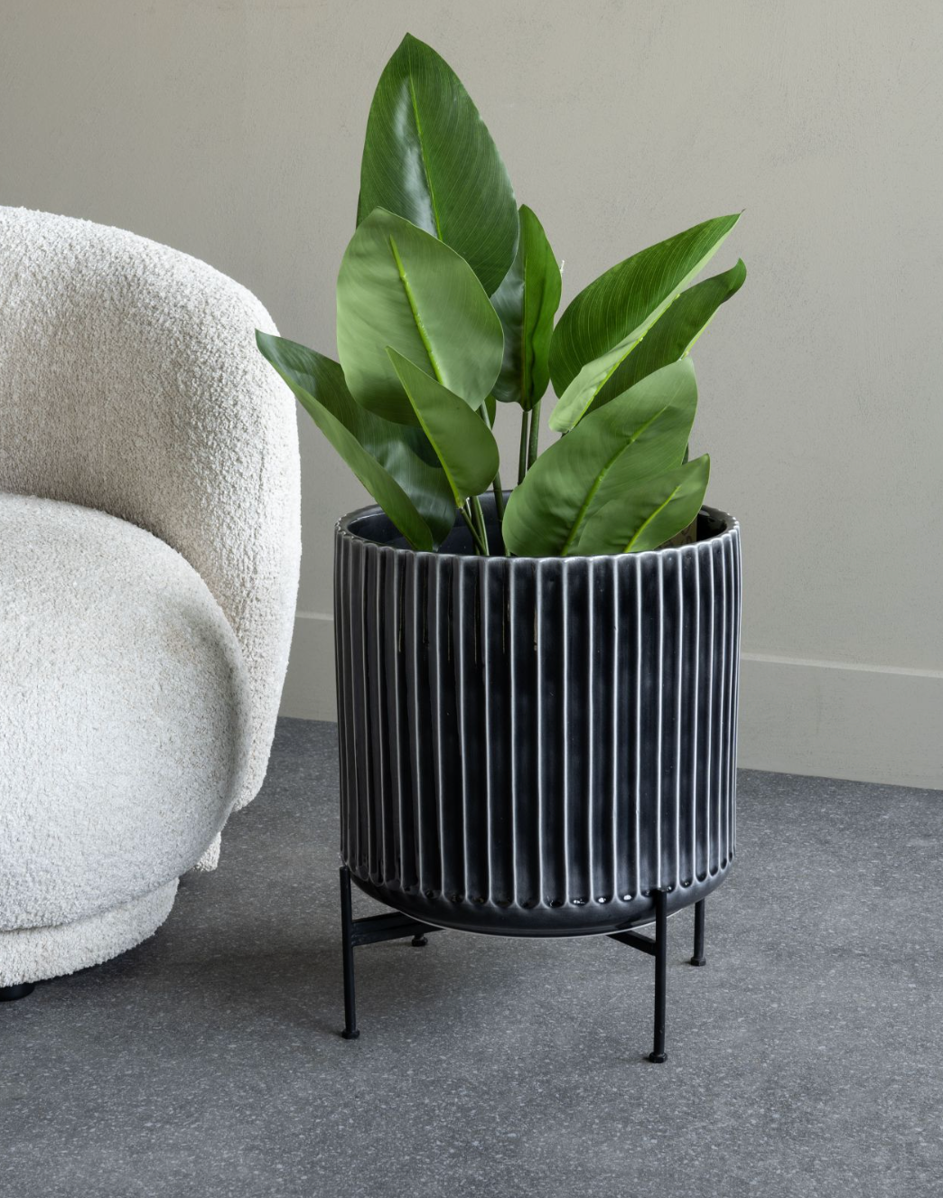 Maldon Reactive Glaze Ceramic Planter on Stand