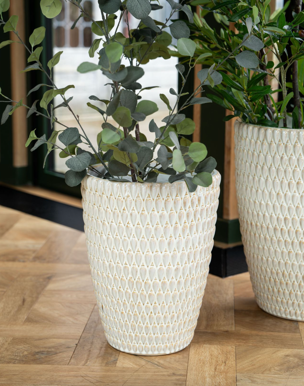 Mediterranean Cream Reactive Glaze Ceramic Large Planter