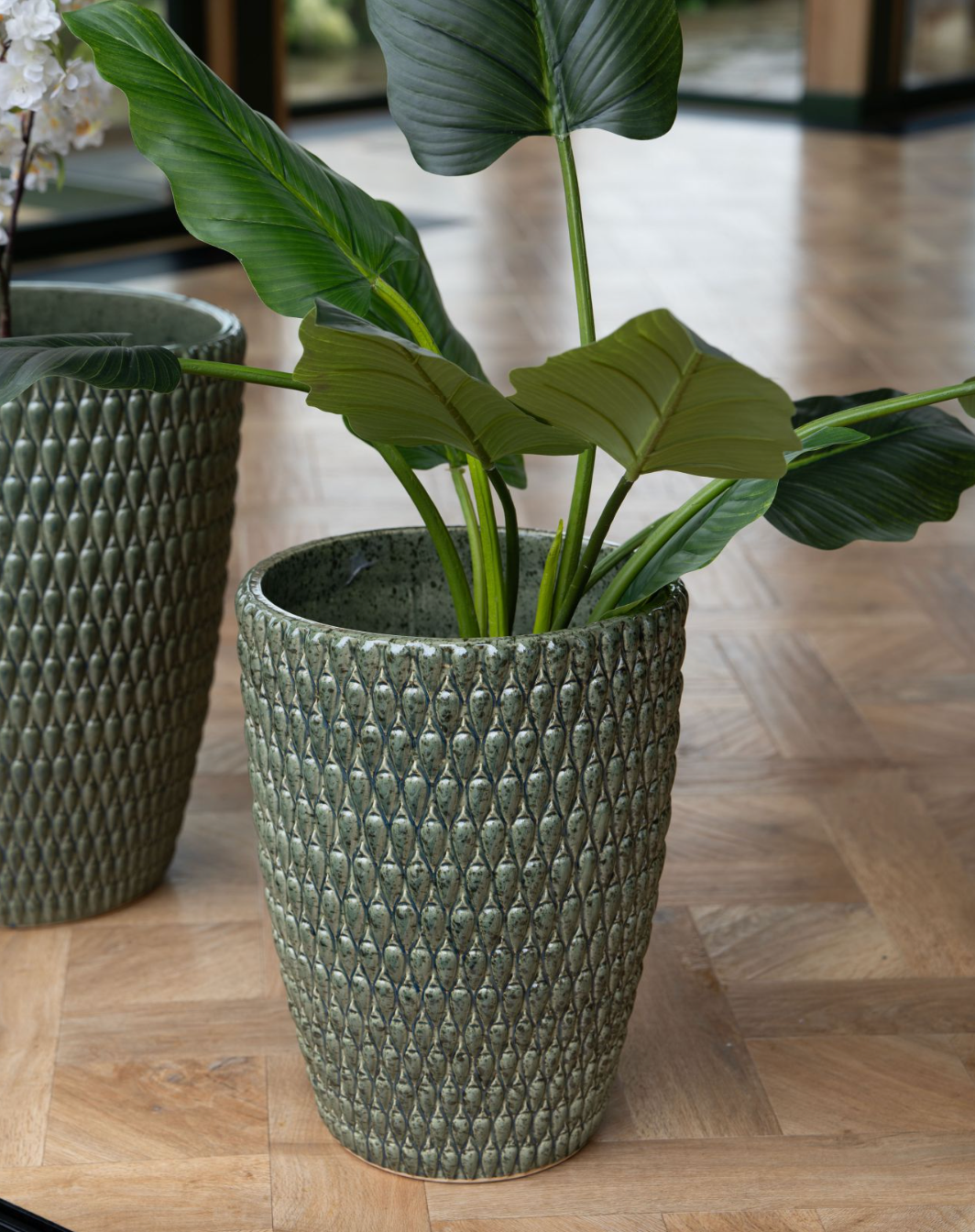 Mediterranean Green Reactive Glaze Ceramic Large Planter
