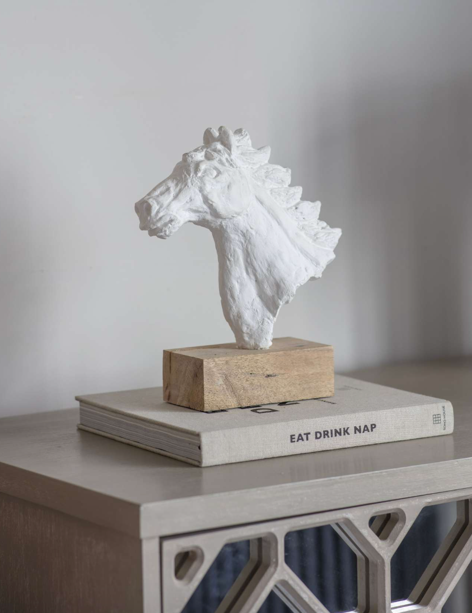 White Beauty Abstract Carved Horse