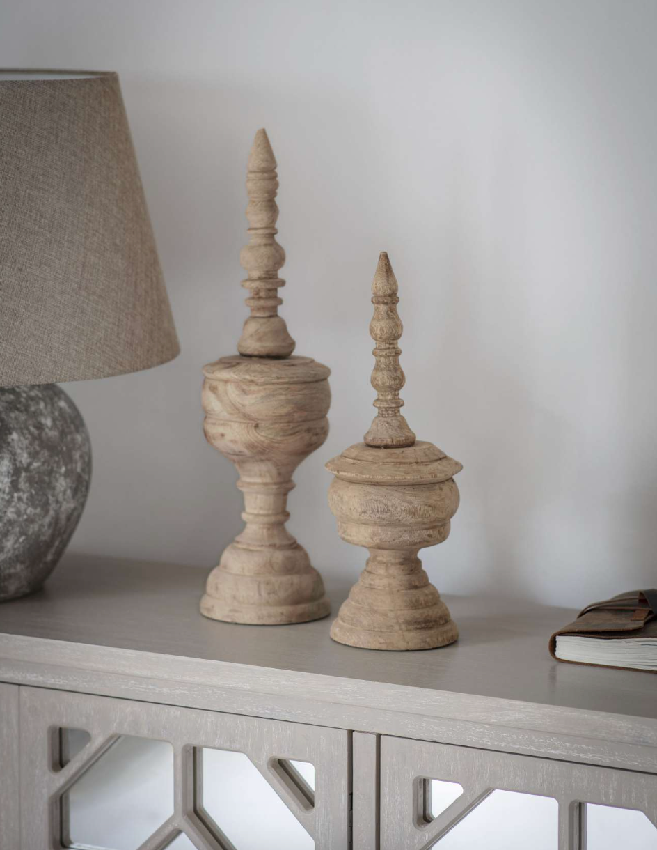 Small Finial Hand Carved Woodern Sculpture