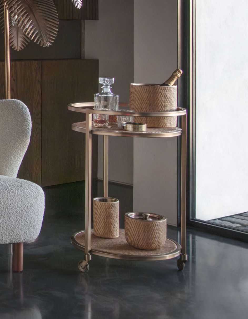 Rattan Antique Gold Wine Cooler