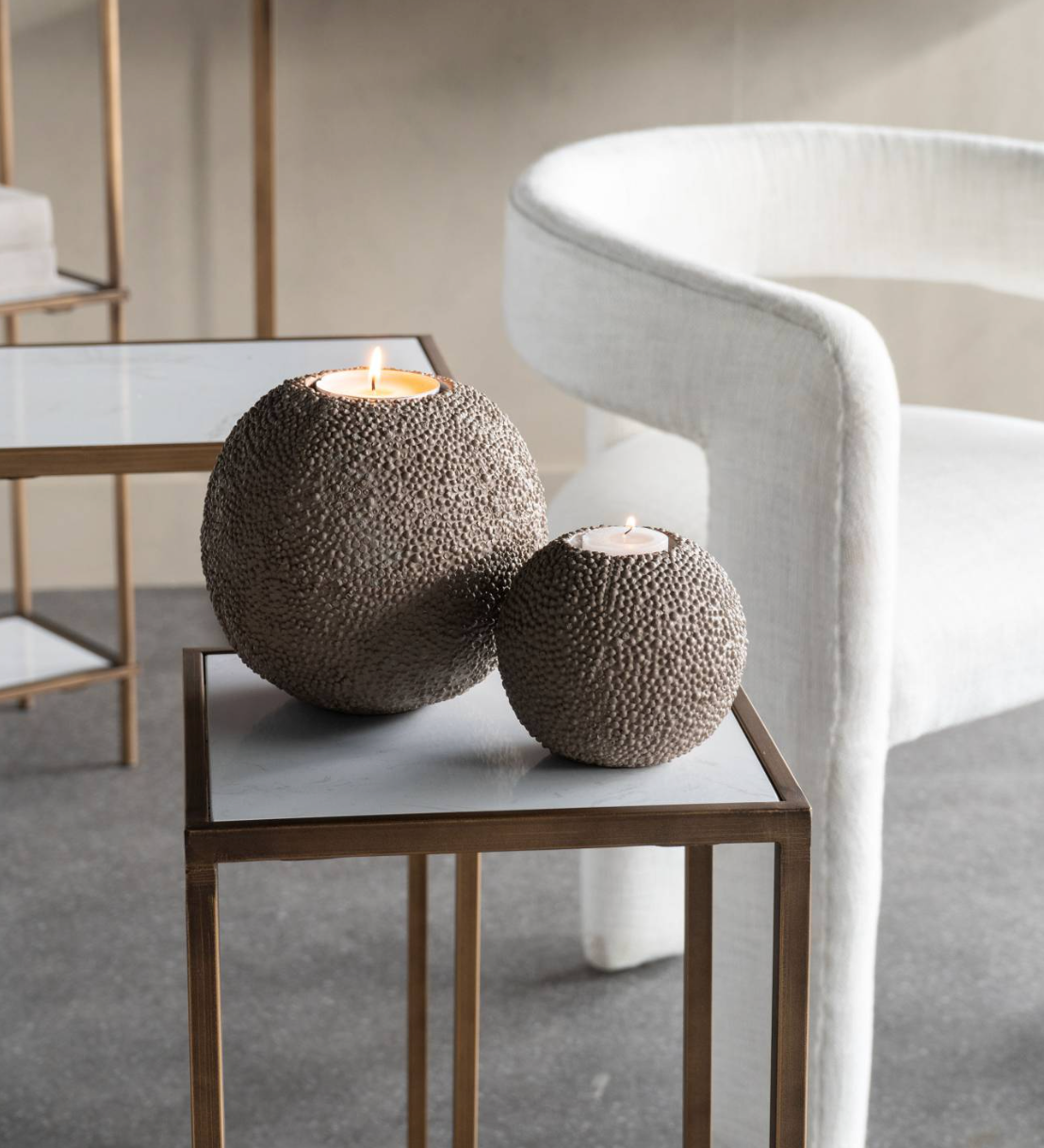 Concrete Ball Small Candle Holder