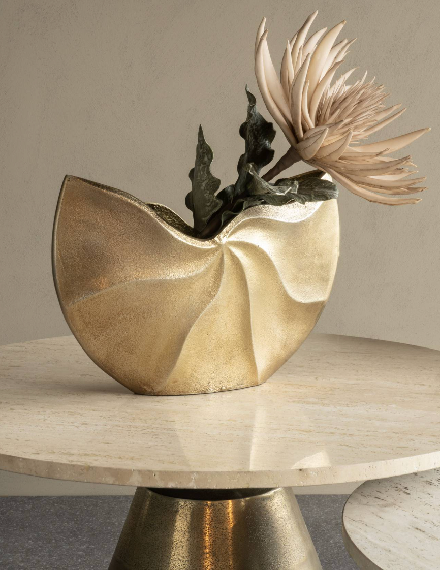 Cast Aluminium Swirl Texture Vase
