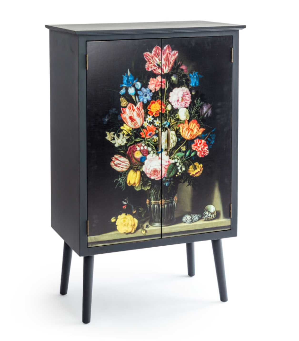 Tall Floral Bouquet Boho Side Cabinet