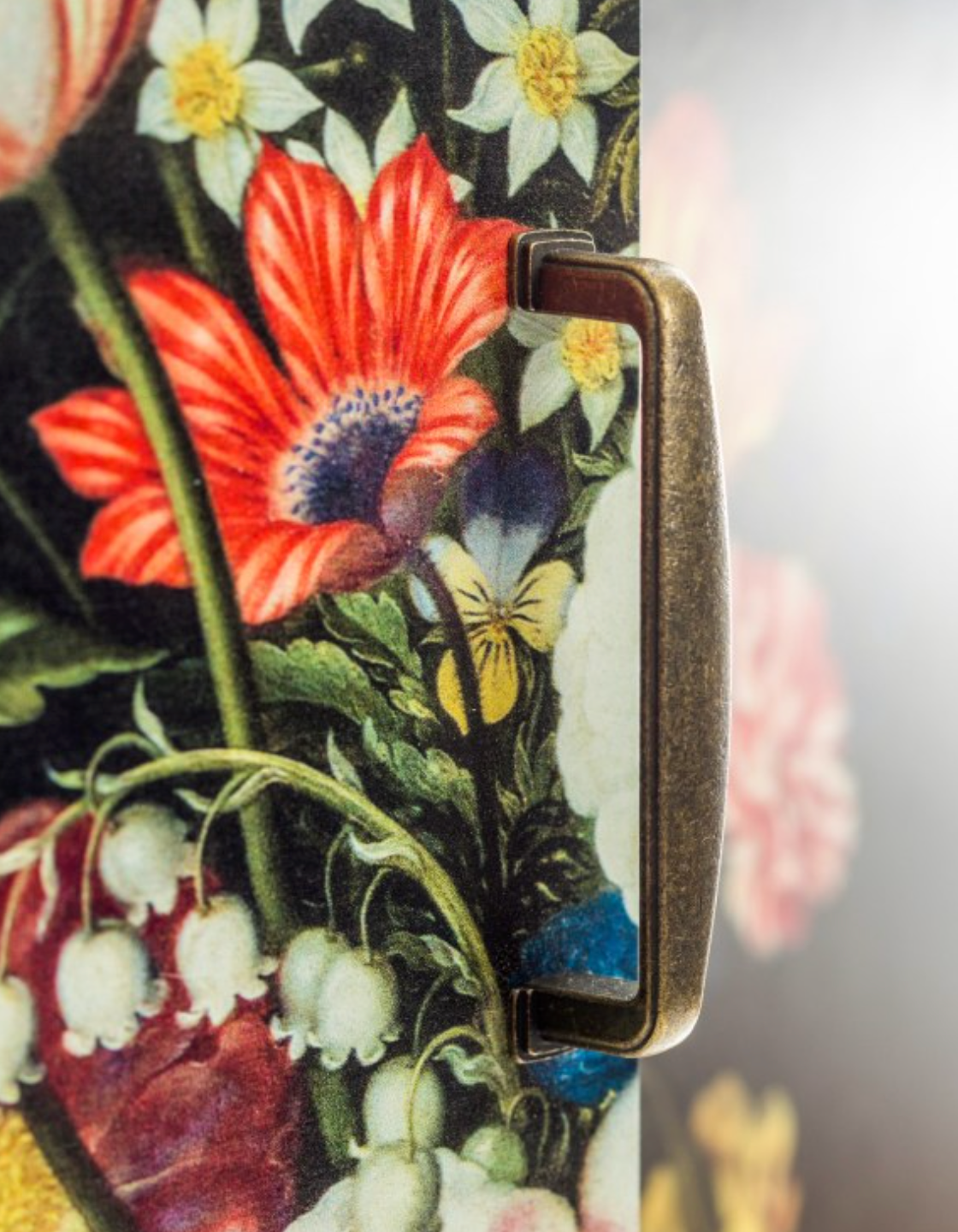 Tall Floral Bouquet Boho Side Cabinet