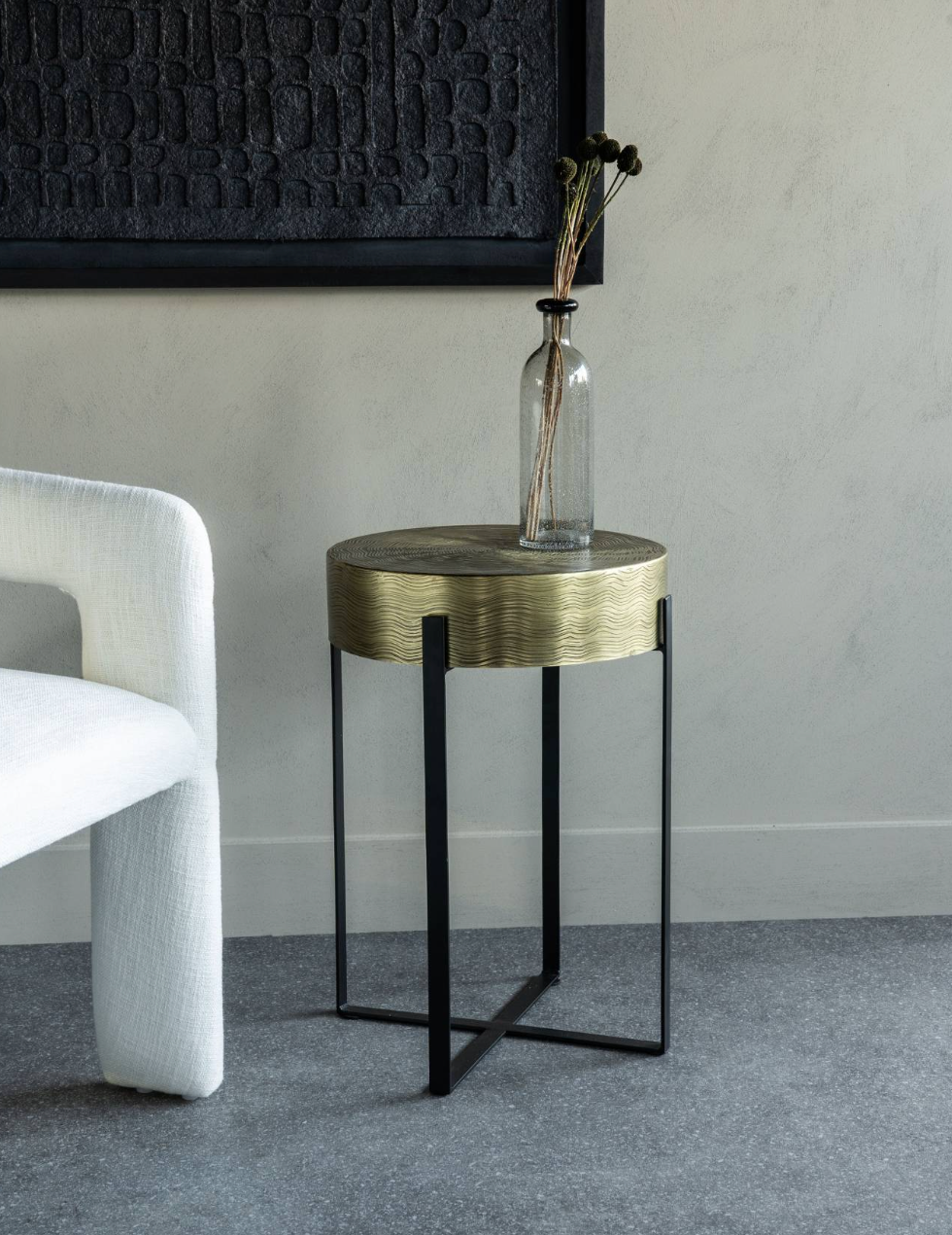 Stowe Etched Brass Finish Side Table