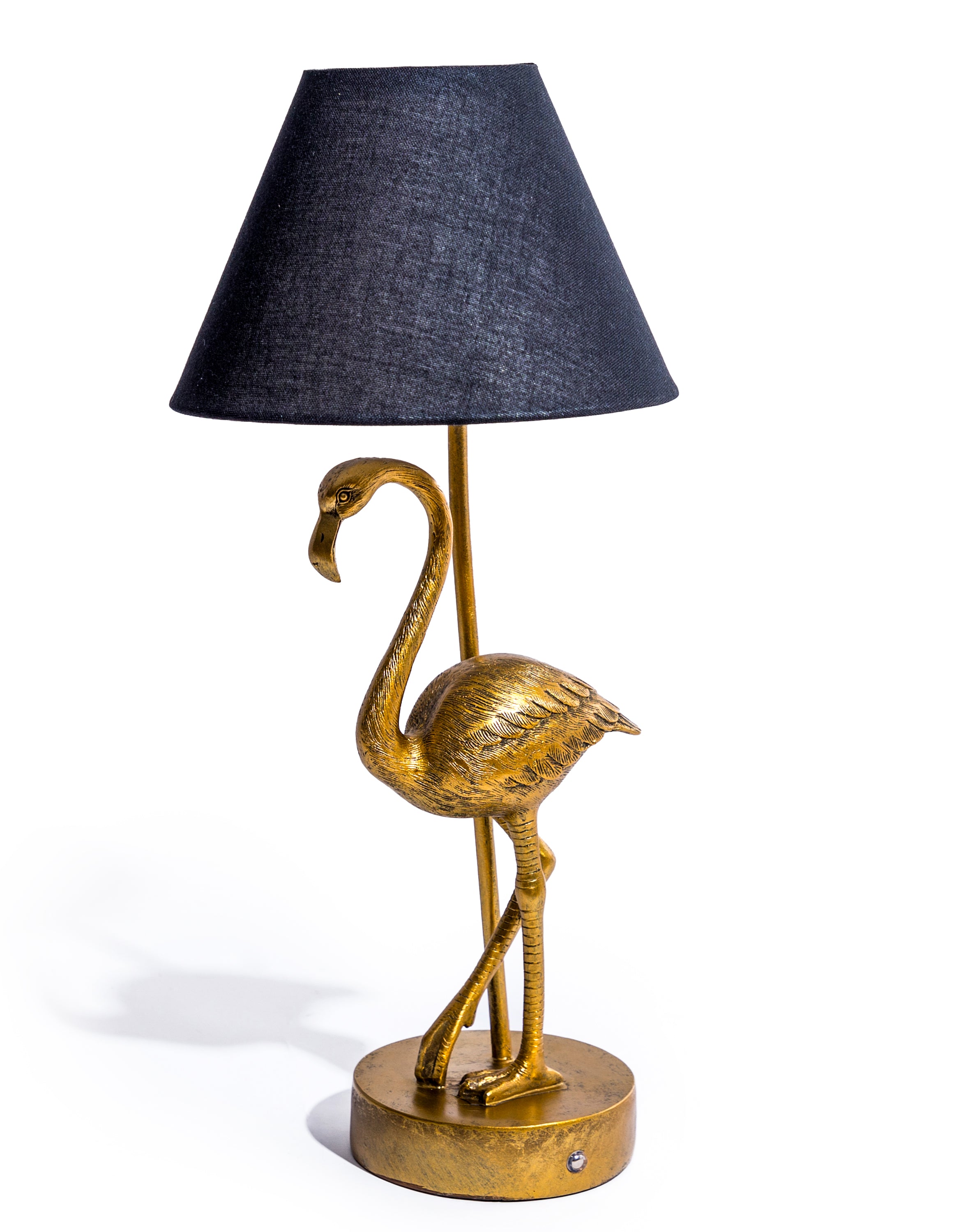Antique Gold Flamingo Table Lamp with Black Shade