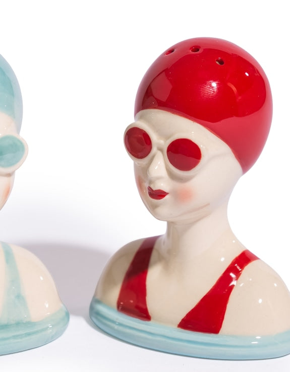 Set of Ceramic Beach Swimmers Salt & Pepper Shakers