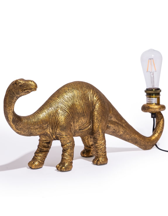 Gold dinosaur-shaped lamp 