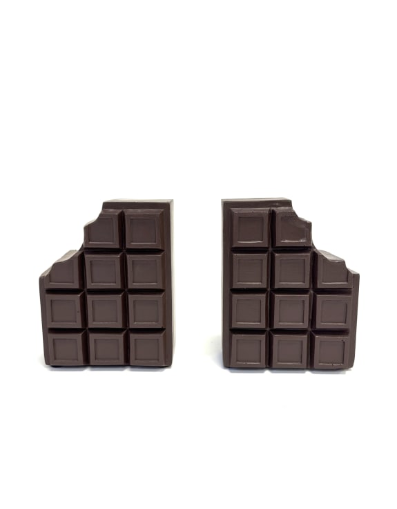 Two chocolate bar-shaped bookends