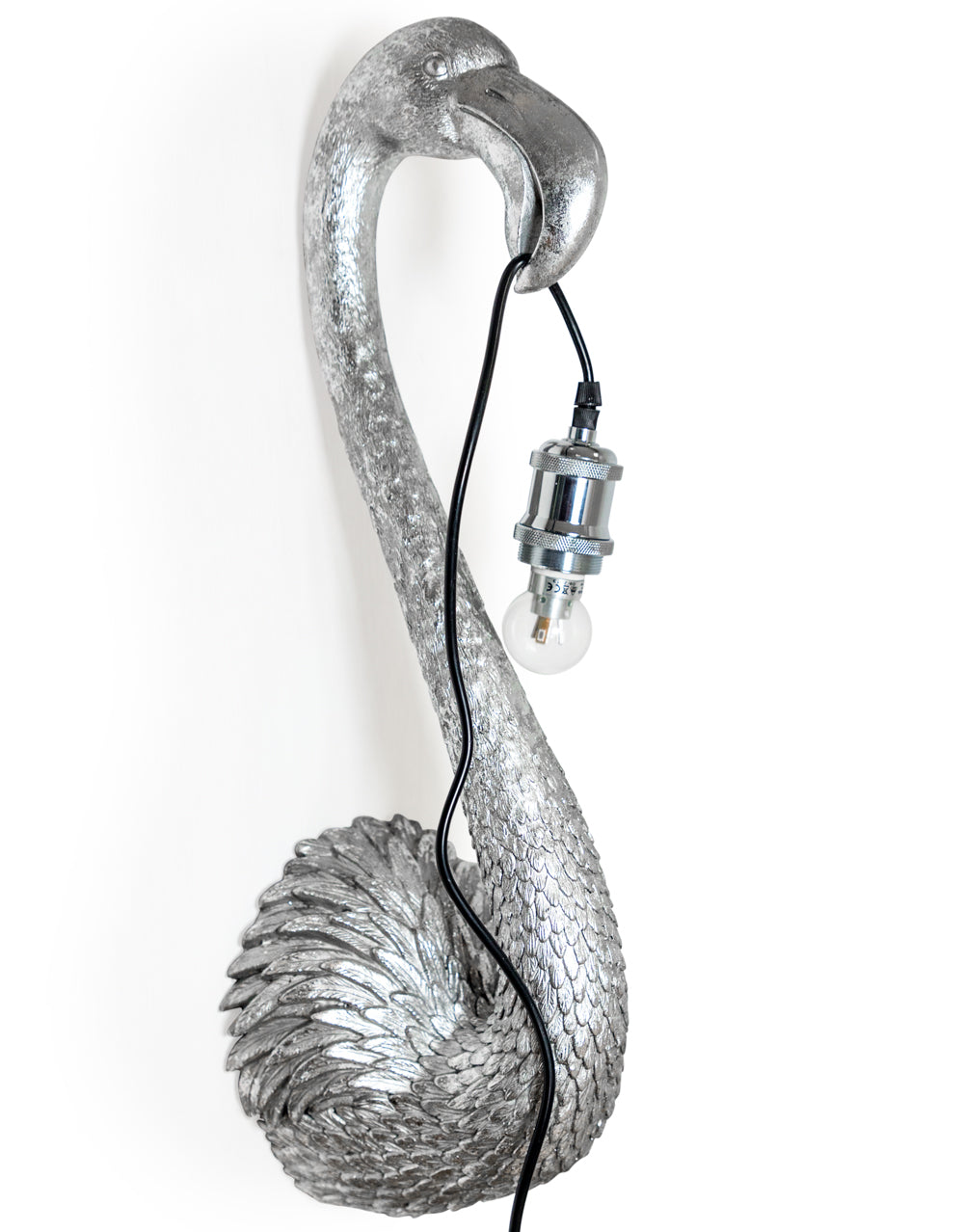 Antique Silver Flamingo Head Wall Lamp