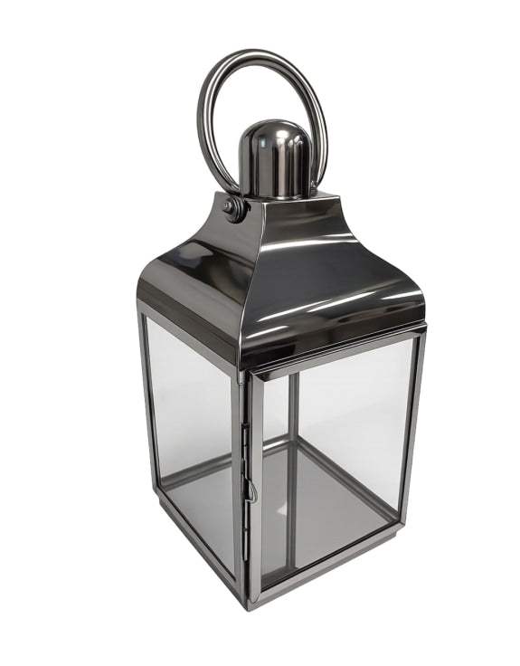 polished steel lantern