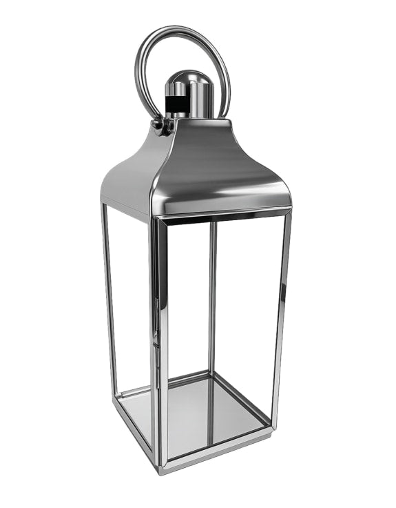 Silver lantern with glass sides
