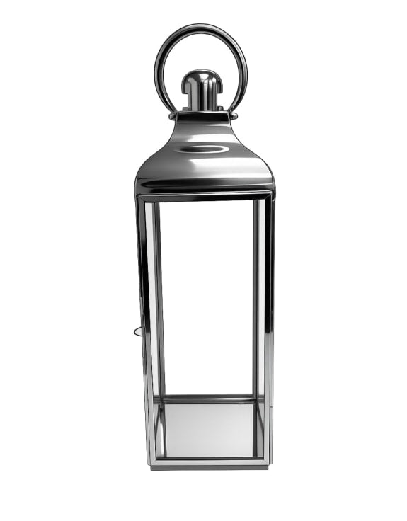 Extra Large Square Polished Steel & Glass Lantern