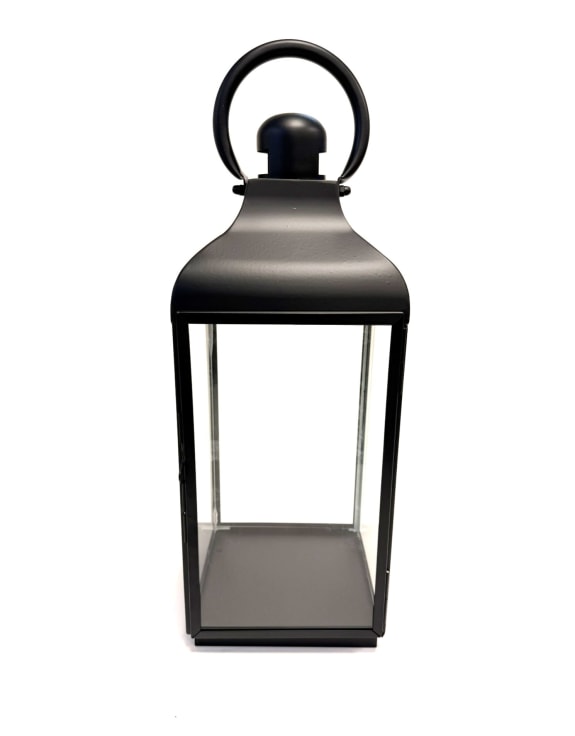 Large Square Matt Black Steel & Glass Lantern