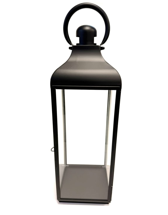 Extra Large Square Matt Black Steel & Glass Lantern