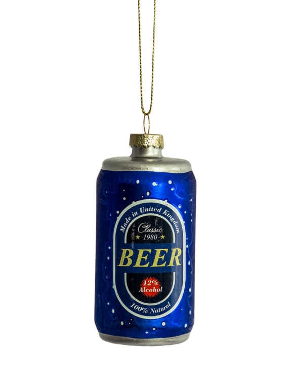 Set of 6 Beer Can Decorative Glass Hanging Ornaments
